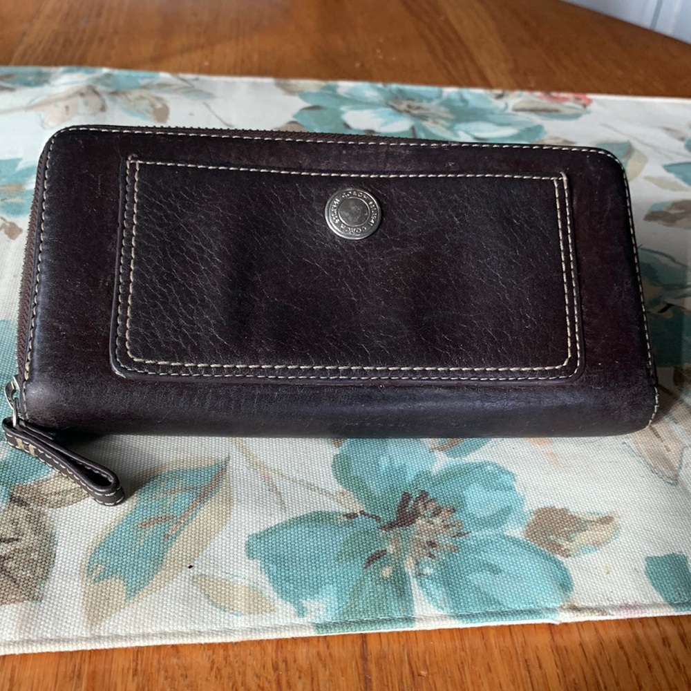 Coach Leather Zip Around Wallet